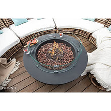 Elementi 42 Inch Modern Concrete Circular Natural Gas Lunar Bowl Fire Pit with Auto Ignition, Clean Flame, 10'' Hose, Lava Rocks, & Canvas Cover, Grey (OFG101DG-NG)