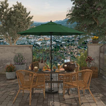 California Umbrella 7.5' Rd Aluminum Patio Umbrella, Crank Lift, Auto Tilt, Black Finish, Sunbrella Forest Green