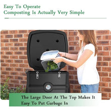 HUTOOLEE Garden Compost Bin, 110L Outdoor Composting Container with Thermometer, Continuous Fattening in 6-8 Weeks, for Fertilization of Vegetables, Food Crops