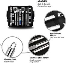 XIXIDIAN 20pcs BBQ Tools Gift Set for Men Dad, Stainless Steel Grill Set with Thermometer, Grilling Accessories Kit in Portable Carrying Bag for Camping