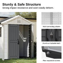 EAST OAK Outdoor Storage Shed, 7×4×8.2 FT Waterproof Resin Tool Shed with Window, 152Cu.ft Outside House Shed for Garden, Patio, Lawn Mower, Bikes