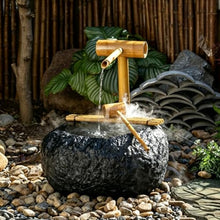Bamboo Water Fountain with Pump, Garden Waterfall Decor for Garden, Landscaping Accent for Desk Patio Yard