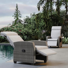 Reljofum Outdoor Wicker Recliner Chair Set of 2 Grey