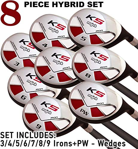 Unknown Men's Majek Golf All Hybrid Complete Full Set #3-9 PW Regular Flex Graphite Shaft Right Handed New Utility “R” Flex Club Red Black Silver