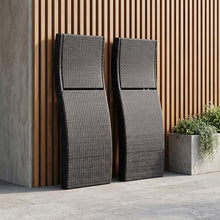 Seeheool Luxury Comfort Outdoor Chaise Lounger Set of 2 Premium Adjustable Espresso Resin Wicker Patio Furniture Sunbathing Poolside Seating