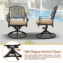Sumshadow Cast Aluminum Outdoor Swivel Dining Chairs, All-Weather Patio Swivel Rocker Chair Sets with Cushion for Garden, Backyard, Poolside, Bistro (Khaki, 6 Pieces)
