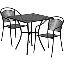 Flash Furniture 28" Square Patio Table Set with 2 Round Back Chairs, Black