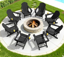 SERWALL Folding Adirondack Chair Set of 4, Fire Pit with Cup Holder -Black