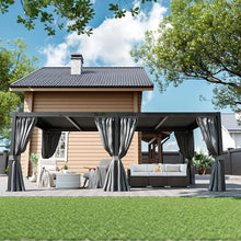COSIEST 12'X24' Aluminum Louvered Pergola,All-Weather Adjustable Roof with Mosquito-Proof & UV Protection Netting Curtains Large Pergolas for Patio, Deck, Backyard, Garden Outdoor Living Space (Black)