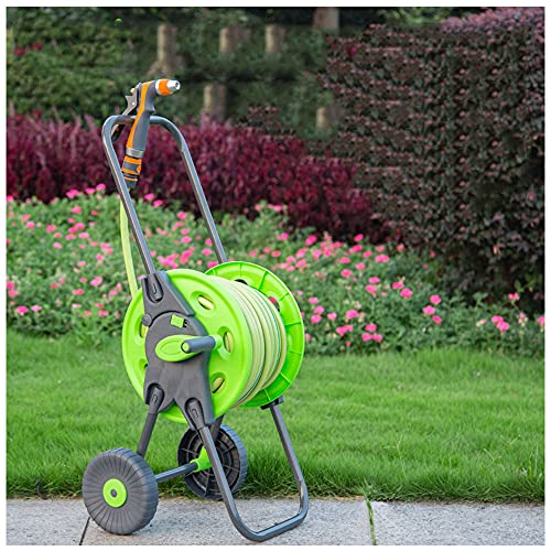 Gardening Hose Reel Cart Garden Hose Reel Set 20M/30M/50M with Spray Gun and Auto Wind-Up Guiding System 98ft Hose Reel car Hose,One Color-98ft hose reel car