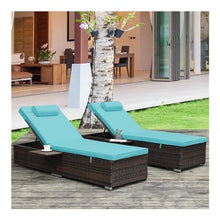 UOPYNE Patio PE Wicker Outdoor Lounge Chairs, 2 PCS All-Weather PE Rattan Patio Chaise Lounge Chair, Wicker Poolside Lounge Chair Sunbathing Camping Beach Chaise Lounge Chair Outdoor