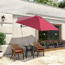 RWGOVLU Outdoor Round Wall Mounted Parasol, Patio Garden Balcony Yard Umbrella, Tilting Sunshade Wall Umbrella with Aluminium Frame