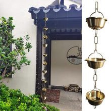 HCZKIUJ Brass Rain Chains for Gutters, 5 Cups per Meter, Hanging Rain Chain Rainwater Diverter with Hook, Antique Rain Gutter Downspout Chains (5m (16.4ft))