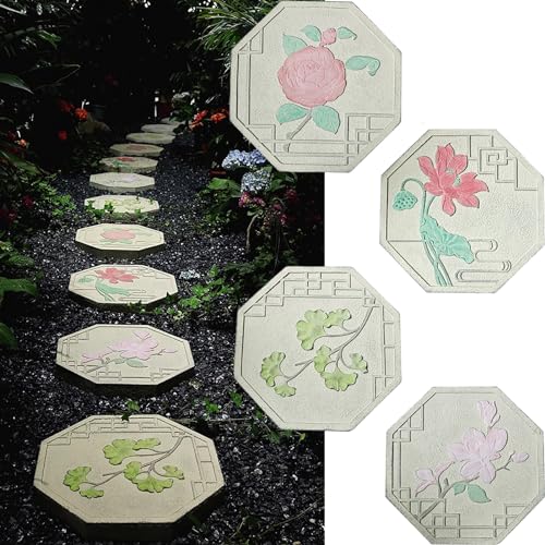 Elitix Stepping Stone 16" Flower Stones for Garden Step, Gardening Stones for Flower Bed/Walkway/Path/Pathway Stepping, Stepping Tiles Stone(Size:A Set)