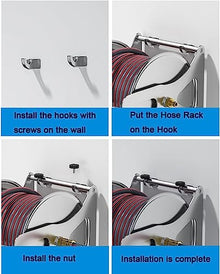 DSWMY Garden Hose reels Hose Reels,Washer Reel, Removable Or Wall/Floor Mounted Retractable Garden Hose Storage Holder, Durable Metal Hose Reel for Watering Plants Clean The Floor(Rack+40m Hose)