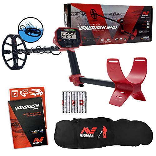 MINELAB Vanquish 340 Metal Detector, 10 x 7 Waterproof DD Coil, Carry Bag, 3 Modes - Coin, Jewelry, Relic, Bundle with Large Black Padded Detector Carry Bag
