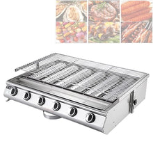 UYCVT Smokeless Gas Grill, Portable Liquefied Gas Oven with 6 Burner, Adjust Height Smokeless BBQ, Stainless Steel Outdoor Barbecue Cooking Oven, for Courtyard Camping Par
