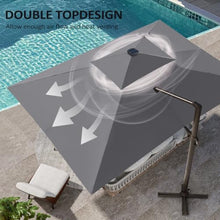 OROTLECT 128'' X 104'' Rectangular Outdoor Solar Led Cantilever Patio Umbrella with Easy-Move Base | One-Person Mobility