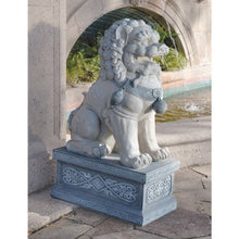 Design Toscano Giant Foo Dog of the Forbidden City Asian Garden Statue, 30 Inch, Resin, Two Tone Stone Finish