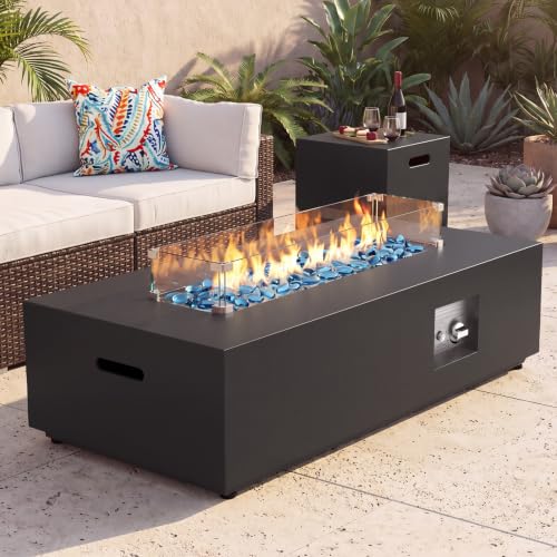 Sunpeak 42" Rectangular Outdoor Propane Fire Pit Table for Outside Patio