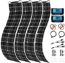 800 Watt Solar Panel Kit, 4 × 200 Watt Flexible Solar Power Panel Photovoltaic Module with 40A Solar Charge Controller Monocrystalline Solar Panel for Camping Off Grid Battery Charging Boat
