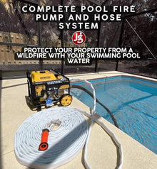 JJS Fire Supply Portable Home Wildfire Protection Pump and Hose System for Swimming Pool