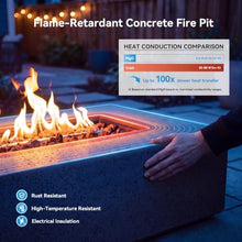 COSIEST 56 x 28 inch Outdoor Propane Fire Pit Coffee Table w Concrete Rectangle Base, Certified, 50,000 BTU, Free Lava Rocks and RainCover, Fits 20lb Tank Outside, Wind Guard, Tank Cover, Gray