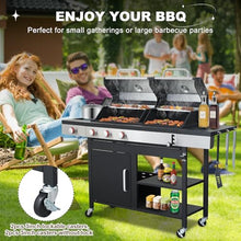 663 SQIN Gas and Charcoal Combo Grill with Side Burner