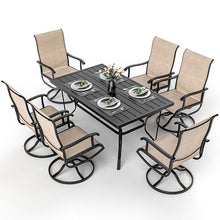Pamapic 7-Piece Patio Dining Set with 6 Swivel Chairs Beige