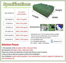 Water Bladder Storage Containers 100 200 500 800 1000 Gallon TPU Fuel Bladder Oil Storage Bag, Large Foldable Spare Oil Container Cans Tank for Boat Rv Off Road Car Generator, Green(Size:1x0.