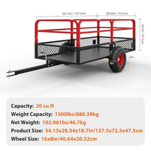 GarveeLife ATV UTV Tow Behind Dump Trailer 1500 lbs 20 Cubic Feet, Red