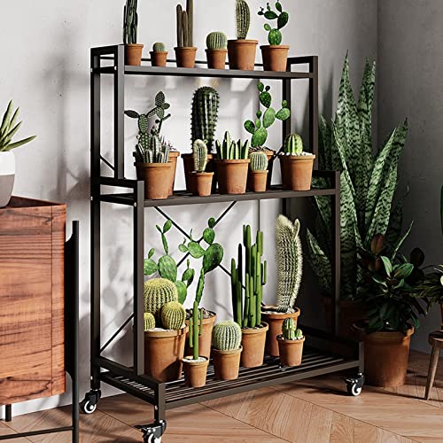 ZOCWJK Plant standMetal Plant Stand Shelves 3 Tier | High Low Tiered Flower Pot Rack for Indoor Plant Storage, Outdoor Plant Rack, Patio Garden Planter Rack,