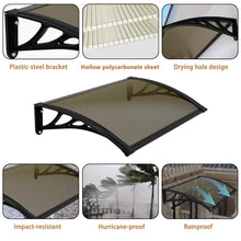 Outdoor Polycarbonate Patio Door Awning Rain Snow Protection for Porch Balcony Deck Entrance Brown 120x300cm/47x118in