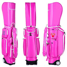 ACXZ Golf Trolley Bag with Wheels, Shoulder Strap, 5 Dividers, Pink