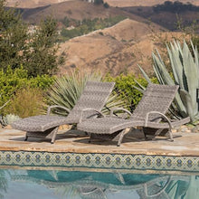 roomfitters Adjustable Outdoor Wicker Chaise Lounge Chairs for Relaxation, Stylish Patio Seating Set with Curved Design, Comfortable and Durable, Grey (Set of 2)