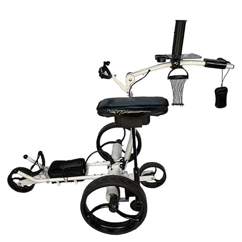 Insanity Golf Electric Golf Trolley with Remote Control, Aluminum Frame, Lithium-Ion Battery - White Cart & Black Wheels
