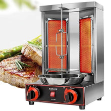 Professional Vertical Electric Gas Grill, Barbecue Kebab for Bars And Restaurants, Gyro Shawarma Grill with Oil Collection Tray, Independent Temperature Control, 360 Degree Rotating Grill,Gas