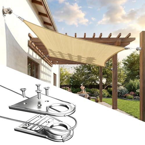 ColourTree Rectangle Beige 22' x 24' Super Ring Sun Shade Sail Canopy Structure, Super Durable Heavy Duty, Reinforced Corners, Edges & 260 GSM Permeable Fabric