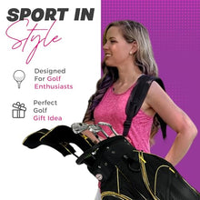 Taboo Fashions Women's Golf Bag Lightweight Ladies Cart Bag 14-Way 7 Zippered Pockets Rain Hood Insulated Beverage Compartment Black Gold