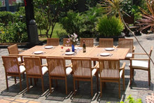 WholesaleTeak 9 Pc Luxurious Grade-A Teak Dining Set with 94" Rectangle Table and 8 Lua Stacking Arm Chairs Brown