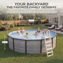 Blue Wave Montilla 21-ft Round 52-in Deep Hard Sided Steel Frame Above Ground Pool with 6-in Steel Top Seats, Dual-Speed Sand Filter System, Ladder, Skimmer & Liner – 9,900-Gallon Cap for Family Use