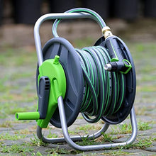CFDZCP Portable Hose Pipe Reel，Manual Garden Hose Reel Cart with Hose， Heavy Duty Hose Holder for Yard Water Planting Gardens, Lawns, Sidewalks Watering Equipment(with 20m Hose)