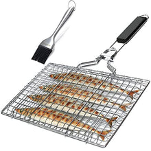 OEKFVCHVZ Grilling Net BBQ Grill Fish Basket Folding Portable Stainless Steel with Handle Outdoor Campin