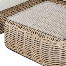 Poly & Bark Puglia Corner Sectional Sofa Set with Coffee Table – Outdoor Ready Synthetic Rattan Frame, Weather‑Resistant Cushions & Minimal Profile – Sand Fabric for Patio, Garden or Covered Veranda