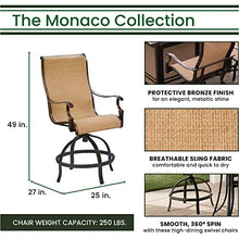 Hanover Monaco 7-Piece Outdoor Dining Set with Contoured Swivel Chairs and 56" Round Tile-Top Table Tan