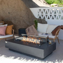 Positano Concrete Fire Pit 60" x 31.9" Outdoor Patio Firepit - Includes Fire Glass for Modern Fire Pits & Fireplaces - Garden, Deck, Indoor & Outdoor Heating