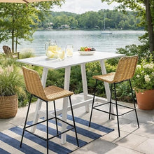 Benjara Keli 43 Inch Bar Table, Classic White Aluminum Frame, Rectanglular Top