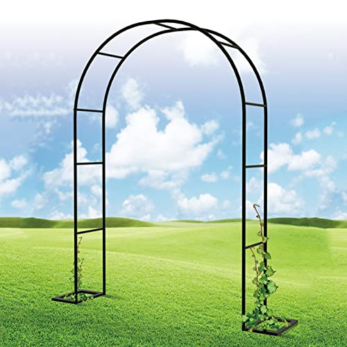 Large Garden Arch, Metal Pergola Arbor Climbing Plants with Support Feet Base Rose Arches Arbor Flower Stand, Wedding Arch for Roses Climbing Plants Support,Black,180 x 220 cm