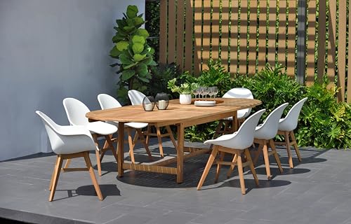 Brampton Certified Teak 9-Piece Outdoor Dining Table Set Brown