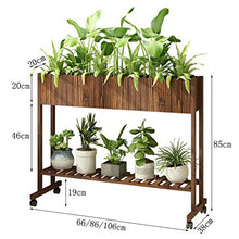 ZHOUYANB Flower Pot Display Rack Modern Wooden Stand With 2 Tiers Living Room Balcony Floor-standing Plant Pulley Garden